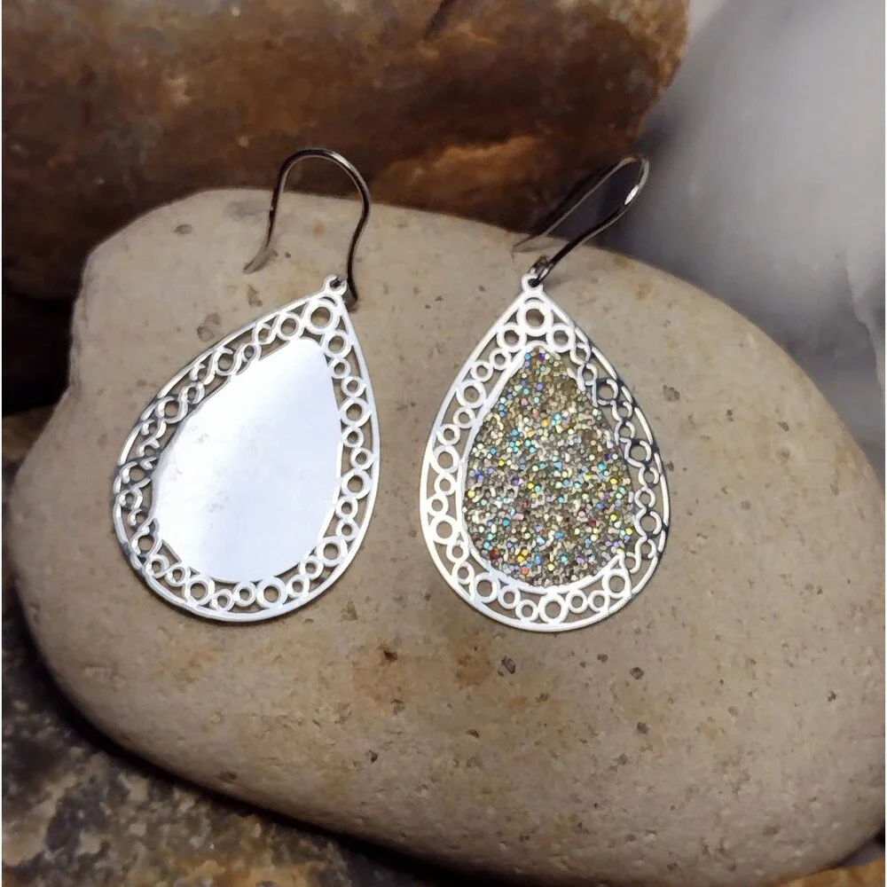 Sterling Silver 925 Sparkle Enamel Dangle Earrings